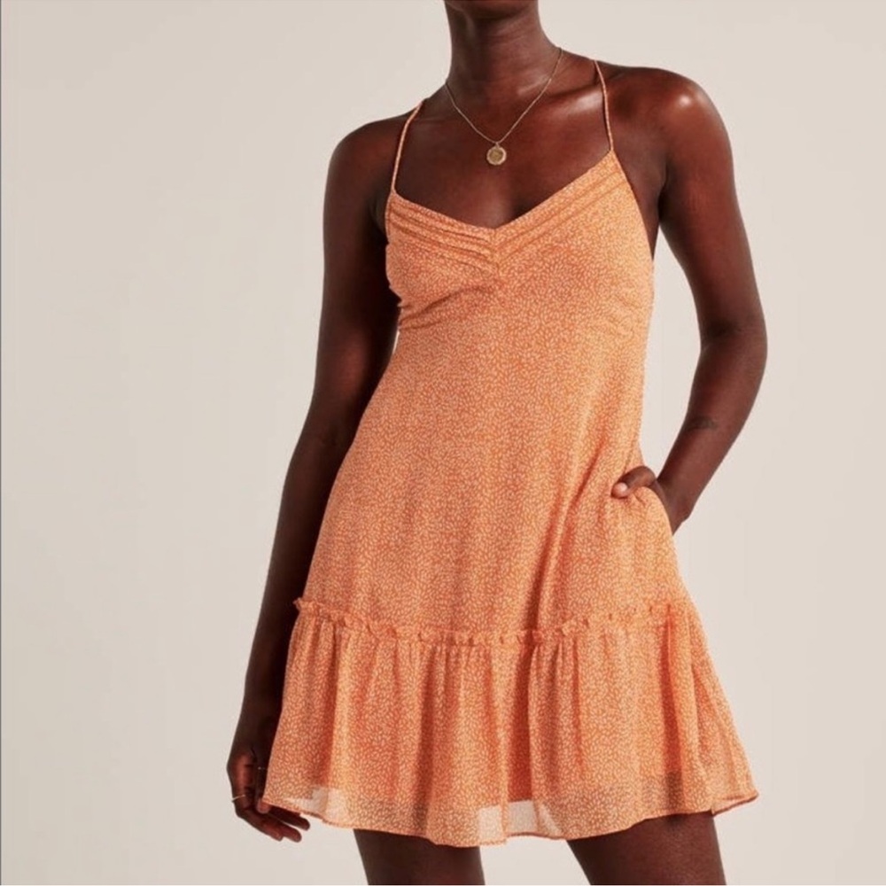 Abercrombie & Fitch Orange Floral Swing Mini Dress